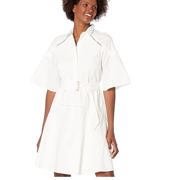 Tahari by ASL
Cotton Poplin Shirtdress with Tie Waist and Elbow Sleeves